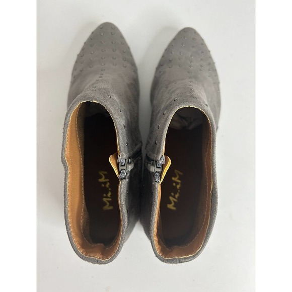 Mi.im Miim Grey Suede Booties Studded Ankle Boots Zip Up Shoes Womens Size 6.5 - Picture 6 of 10